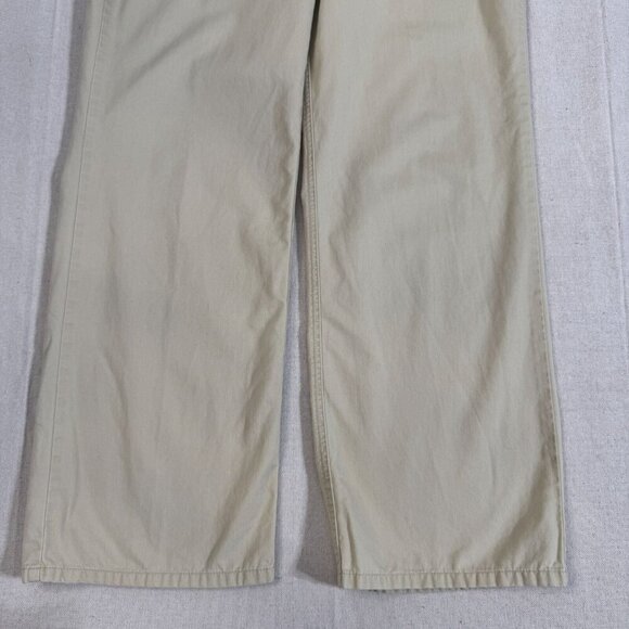 Talbots Beige Wide-Leg Relaxed Fit Cotton Chino Pants 12P (34x27) - Picture 3 of 13